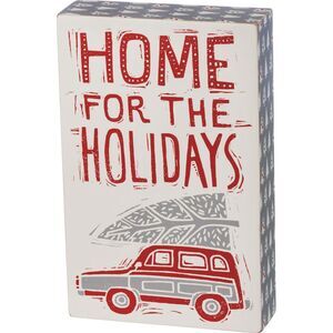 Home for the Holidays Car With Tree Wood Box Sign